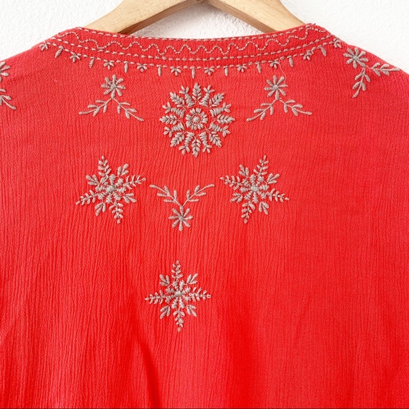 Free People Fire Red Embroidered Kimono size small - Picture 11 of 12